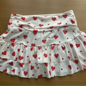 White Skirt with Red Heart Print - Women Sz S